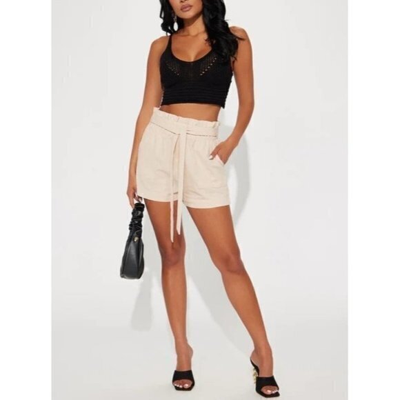 High Rise Linen Sand Shorts‎ Size M RefFNB - Picture 10 of 11
